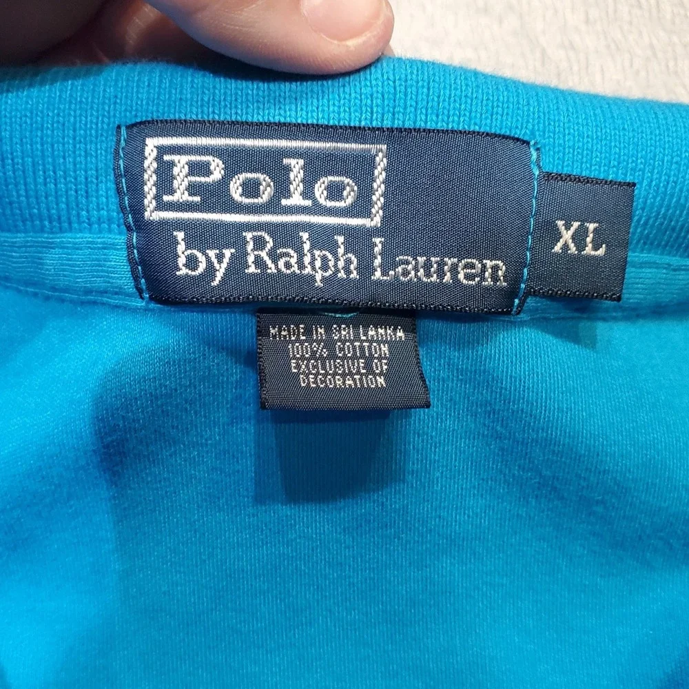 VTG 90s Polo Ralph Lauren Men's XL Blue Polo Shirt Made in Sri Lanka 100% Cotton